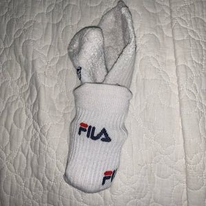 navy blue and white fila socks